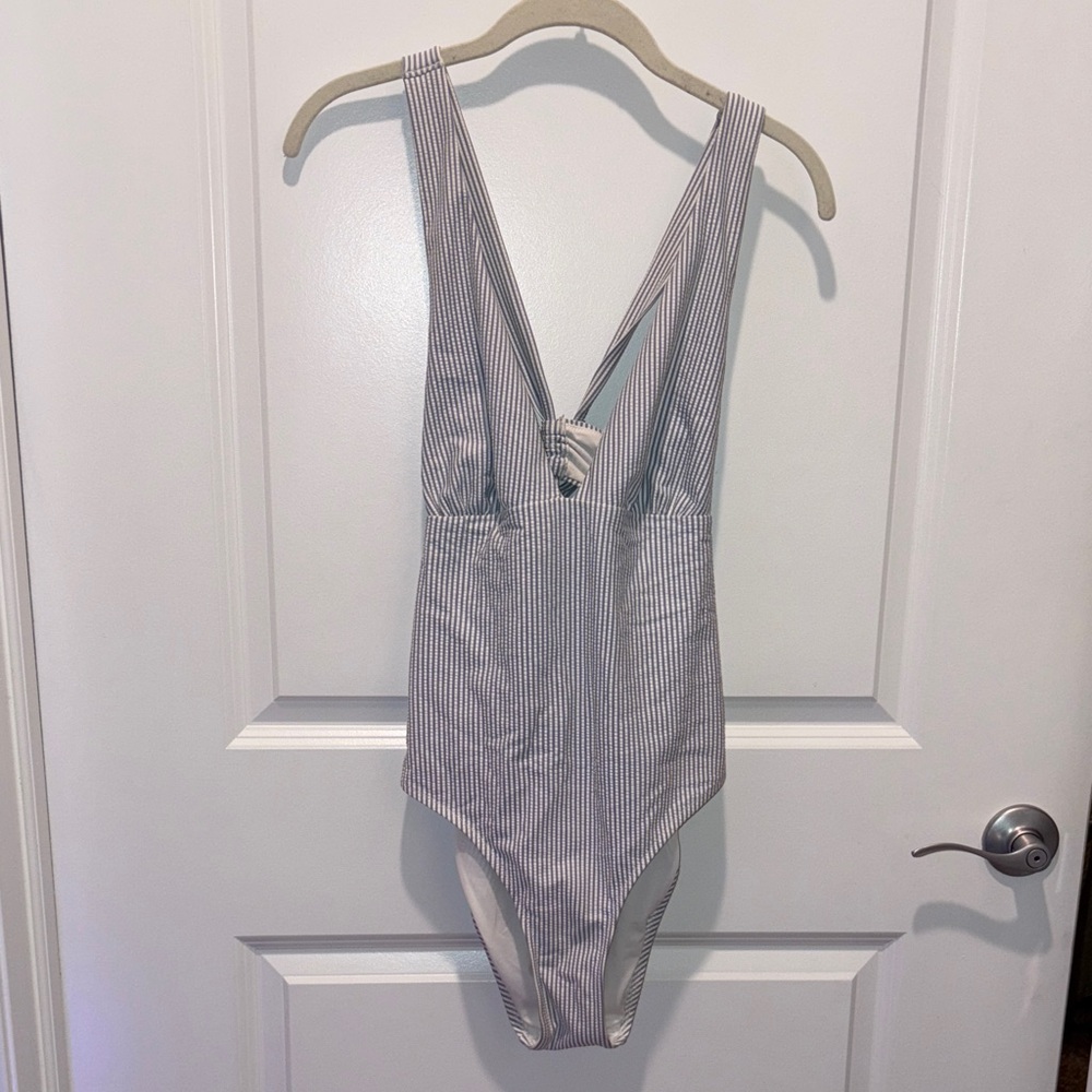 H&M Striped One-Piece Swimsuit—Size Large